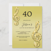 Invitation Glitzy Gold Music Notes Anniversaire (Devant)