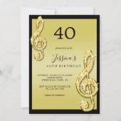 Invitation Glitzy Gold Music Notes Anniversaire (Devant)