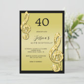 Invitation Glitzy Gold Music Notes Anniversaire (Debout devant)