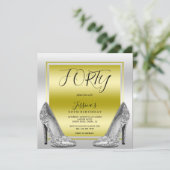 Invitation Glitzy Gold & Silver Stilettos 40e anniversaire (Debout devant)