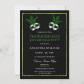 Invitation Glitzy Green Glitters Masquerade 30e Anniversaire (Devant)