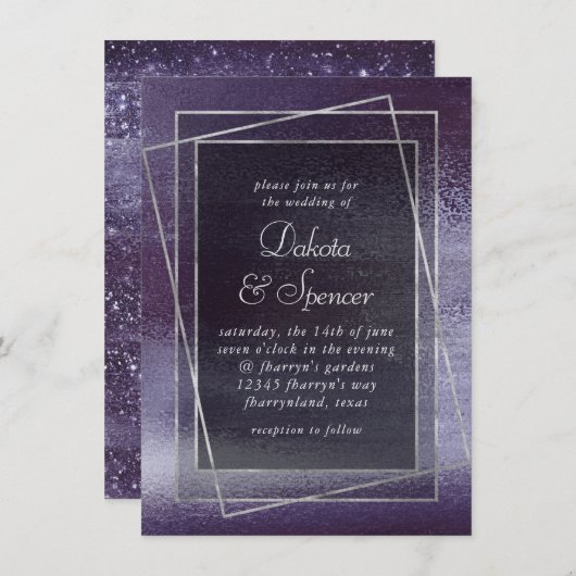 Invitation Glitzy | Indigo Purple (Devant / Derrière)