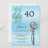 Invitation Glitzy Music Note & Microphone Karaoke Anniversday (Devant)