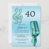 Invitation Glitzy Music Note & Microphone Karaoke Anniversday (Devant)