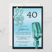 Invitation Glitzy Music Note & Microphone Karaoke Anniversday (Devant)