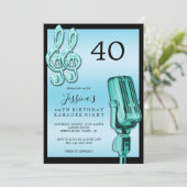 Invitation Glitzy Music Note & Microphone Karaoke Anniversday (Debout devant)