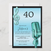 Invitation Glitzy Music Note & Microphone Karaoke Anniversday (Devant)