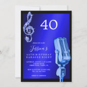Invitation Glitzy Music Note & Microphone Karaoke Anniversday (Devant)