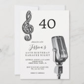 Invitation Glitzy Music Note & Microphone Karaoke Anniversday (Devant)
