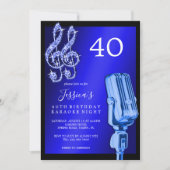 Invitation Glitzy Music Note & Microphone Karaoke Anniversday (Devant)