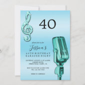 Invitation Glitzy Music Note & Microphone Karaoke Anniversday (Devant)
