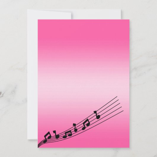 Invitation Glitzy Pink Music Notes Anniversaire (Dos)