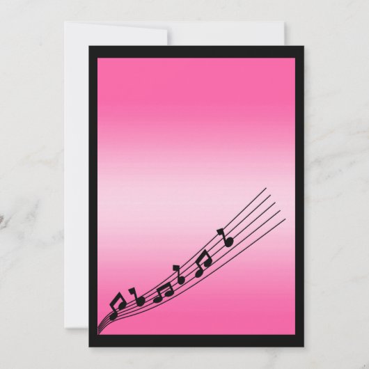 Invitation Glitzy Pink Music Notes & Micro Karaoke Anniversda (Dos)