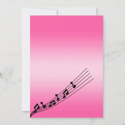 Invitation Glitzy Pink Music Notes & Micro Karaoke Anniversda (Dos)