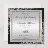 Invitation Glitzy Silver Confetti Corners 25e anniversaire (Devant)