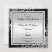 Invitation Glitzy Silver Confetti Corners 85e anniversaire (Devant)