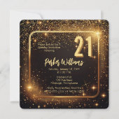 Invitation Glitzy Sparkles | Stars Gold 21st Birthday Party (Devant)