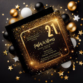Invitation Glitzy Sparkles | Stars Gold 21st Birthday Party