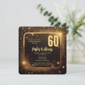 Invitation Glitzy Sparkles | Stars Gold 60th Birthday Party (Debout devant)