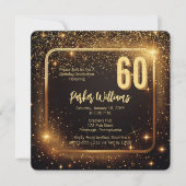Invitation Glitzy Sparkles | Stars Gold 60th Birthday Party (Devant)