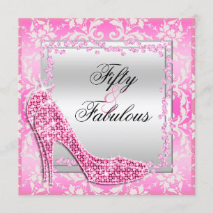 Invitation Glitzy Stilettos, Diamants & Damask Fabuleux 50