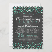 Invitation Glitzy Turquoise Chalkboard Vert Fête de réchauffe (Devant)