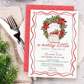 Invitation Globe à neige Camion Rouge Merry Little Baby Showe