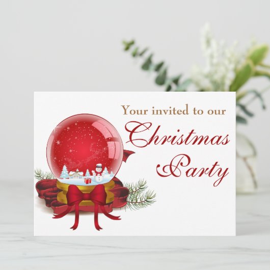 Invitation Globe de neige de Noël (Debout devant)