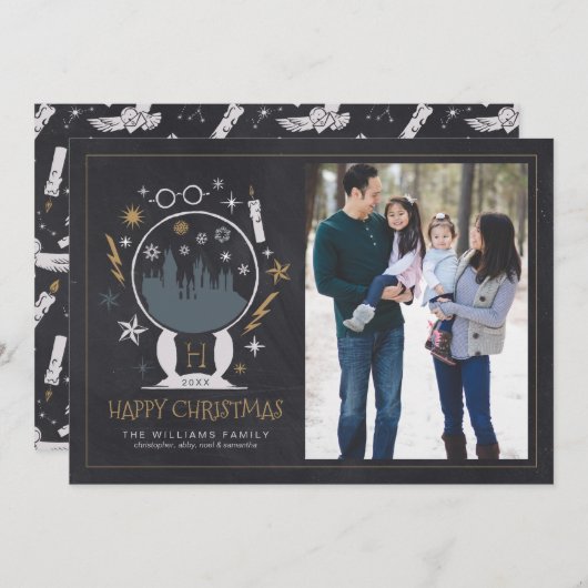 Invitation Globe de neige HOGWARTS™ | Joyeux tableau de Noël (Devant / Derrière)