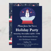 Invitation Globe de neige mignon avec fête de Noël de bonhomm (Devant / Derrière)