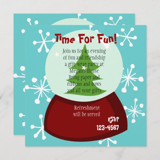 Invitation Globe des neiges (Devant / Derrière)