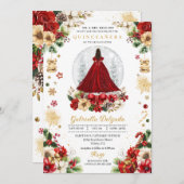 Invitation Globe des neiges de Noël Princesse Quinceañera hiv (Devant / Derrière)