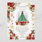 Invitation Globe des neiges de Noël Princesse Quinceañera hiv (Devant / Derrière)