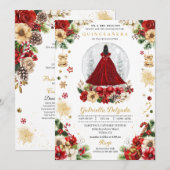 Invitation Globe des neiges de Noël Princesse Quinceañera hiv (Devant / Derrière)