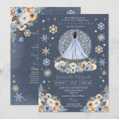 Invitation Globe des neiges Princess Winter Wonderland Quince (Devant / Derrière)