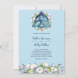 Invitation Gloire du matin Celtic Blue Triquetra Handfasting