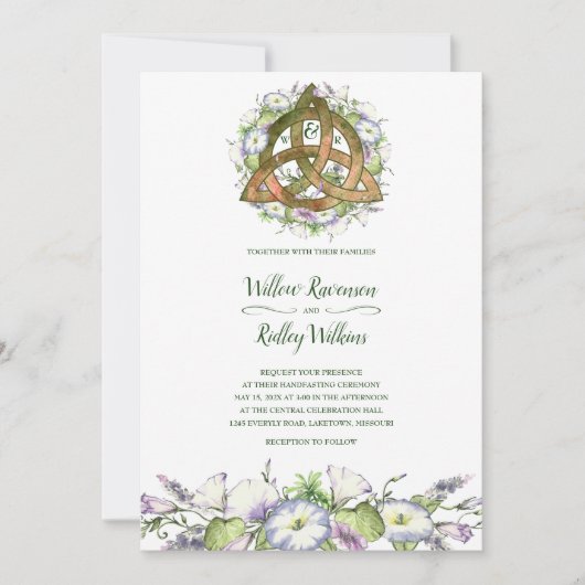 Invitation Gloire du matin Celtic Orange Triquetra Handfastin (Devant)