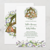 Invitation Gloire du matin Celtic Orange Triquetra Handfastin (Devant / Derrière)