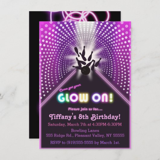 Invitation Glow Bowl Party1 (Devant / Derrière)