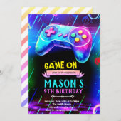 Invitation Glow game night party invite (Devant / Derrière)