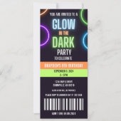 Invitation Glow In Dark Neon Boy Birthday Ticket (Devant)