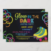 Invitation Glow In Dark Roller Patinage Anniversaire Invitati (Devant / Derrière)