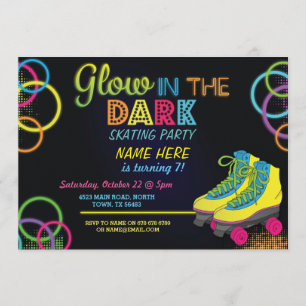 Invitation Glow In Dark Roller Patinage Anniversaire Invitati