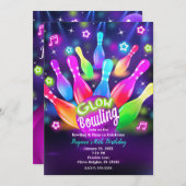 Invitation Glow in the Dark Bowling Bowl Anniversaire (Devant / Derrière)