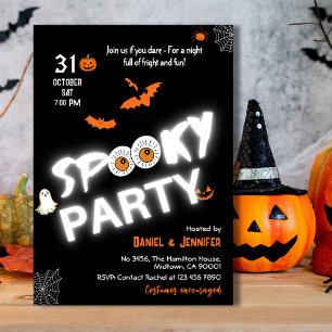 Invitation Glow in the Dark Style chauves-souris Éffrayantes 