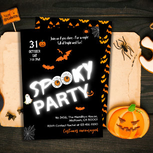 Invitation Glow in the Dark Style chauves-souris Éffrayantes