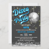 Invitation Glow Neon Blue Disco fête d'anniversaire (Devant)