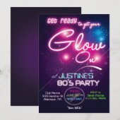 Invitation Glow Party Années 80 (Devant / Derrière)