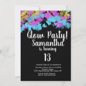 Invitation Glow Party Neon Art Anniversaire fête Abstraite (Devant)