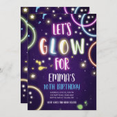 Invitation Glow Party Neon Dance Disco Anniversaire Invitatio (Devant / Derrière)